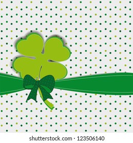Cute card with four-leaf clover on st. Patrick's day
