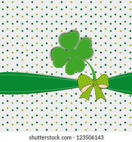 Cute card with four-leaf clover on st. Patrick's day