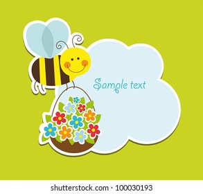 cute card with fun bee. vector illustration