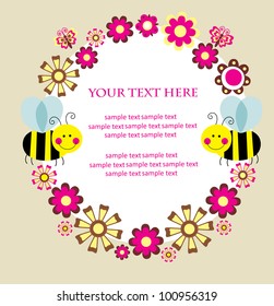 cute card with fun bee. vector illustration