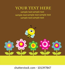 cute card with fun bee. vector illustration
