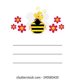 cute card with fun bee. vector illustration 