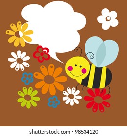 cute card with fun bee. vector illustration