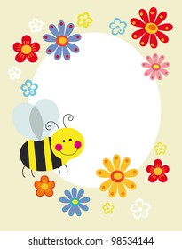 cute card with fun bee. vector illustration