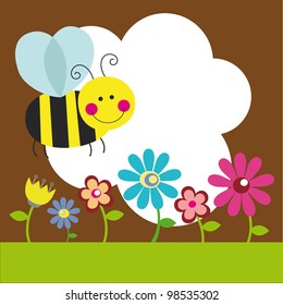 cute card with fun bee. vector illustration