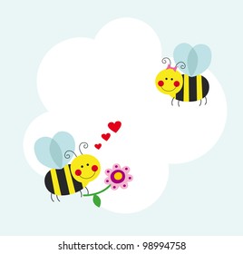 cute card with fun bee. vector illustration