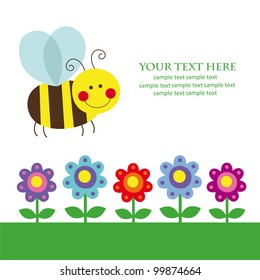 cute card with fun bee. vector illustration
