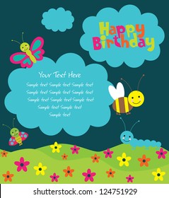 cute card with fun insects. vector illustration