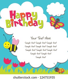 cute card with fun insects. vector illustration