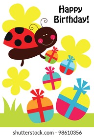 Cute Card Fun Ladybird Vector Illustration Stock Vector (Royalty Free ...