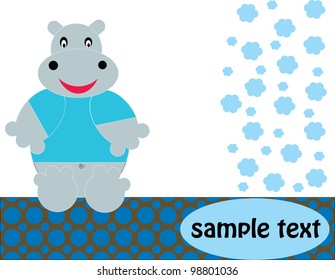 cute  card with funny hippo. vector illustration