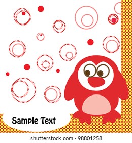 cute  card with funny penguin. vector illustration