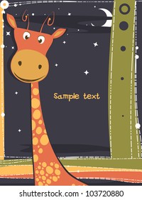 Cute card with giraffe. Vector illustration.