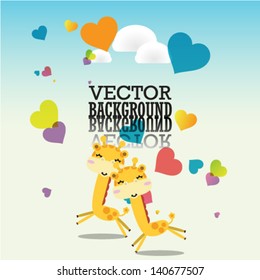 cute card with giraffe. vector illustration