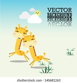 cute card with giraffe. vector illustration