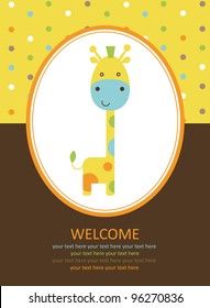 cute card with giraffe. vector illustration