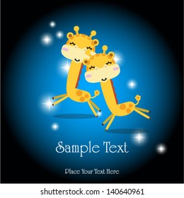 cute card with giraffes. vector illustration