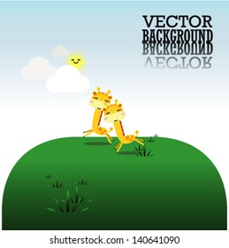 cute card with giraffes. vector illustration