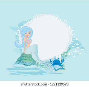 Cute card for girls with mermaid