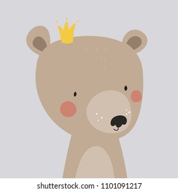 Cute card with hand drawn bear. For Baby shower card