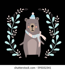 Cute card with hand drawn bear