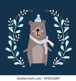 Cute card with hand drawn bear