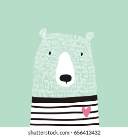 Cute card with hand drawn bear