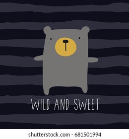Cute card with hand drawn bear