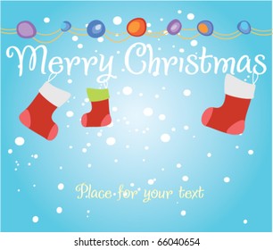Cute Ð¡hristmas card with hanging socks