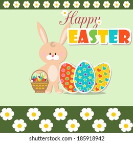 Cute card with a happy Easter. vector illustration