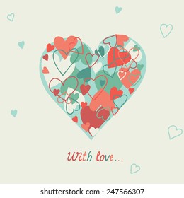 cute card with hearts