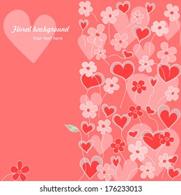 cute card with hearts and flowers