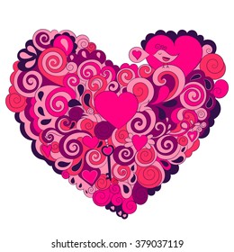 Cute card with hearts for Valentine's Day. Vector illustration.