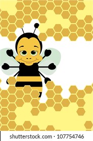cute card with honey bee. vector illustration
