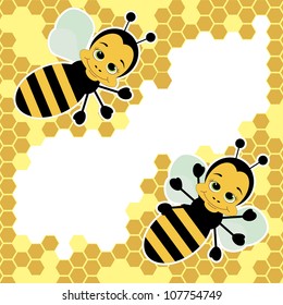 cute card with honey bee. vector illustration