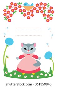 Cute card with kitty. Some blank space for your text included.