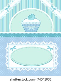 cute card with laces and a cupcake