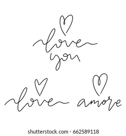 Cute card with Lettering and heart. I live you