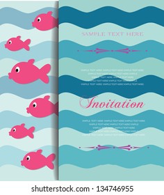 cute card with little fishes, invitation,  announcement ,