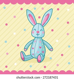 Cute card with littlerabbit, kids vector illustration