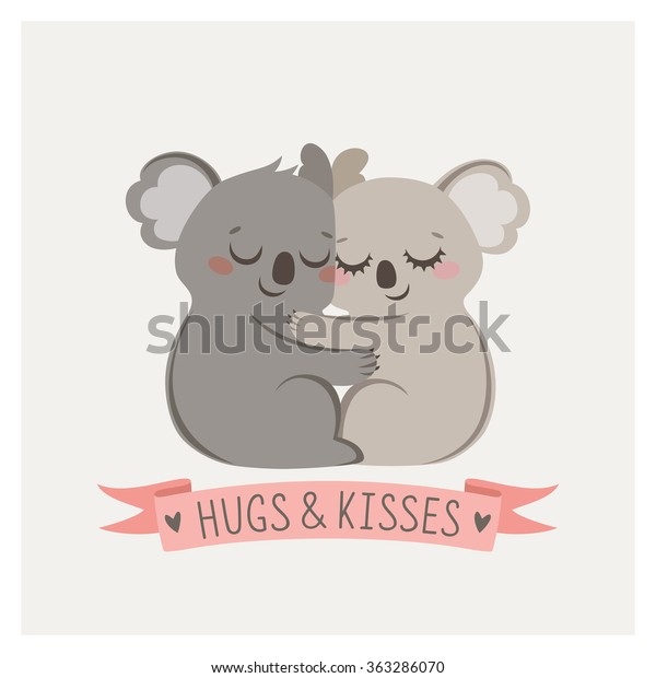Carte Mignonne Avec Couple D Amoureux Koalas Image Vectorielle De Stock Libre De Droits