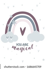 cute card with a magical rainbow - vector illustration, eps