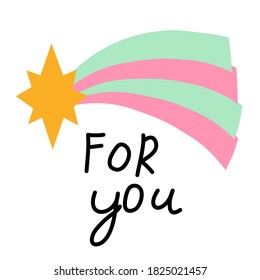 Cute card. Merry rainbow. Flat design. Cartoon style.