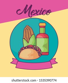 cute card with mexico label vector illustration design