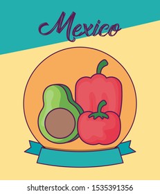 cute card with mexico label vector illustration design