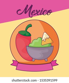 cute card with mexico label vector illustration design