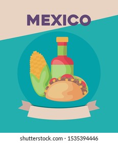 cute card with mexico label vector illustration design