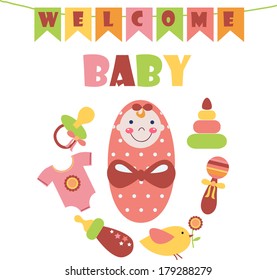 Cute card for newborns. vector illustration