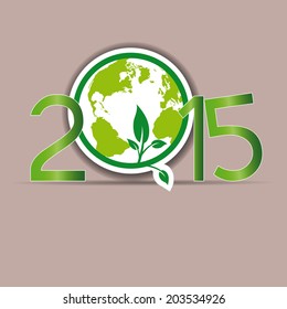 Cute card on 2015 year with green sets