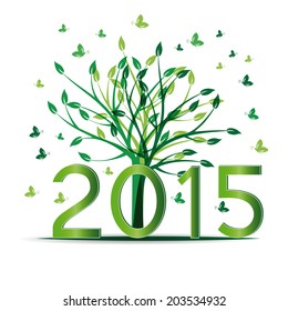 Cute card on 2015 year with green sets